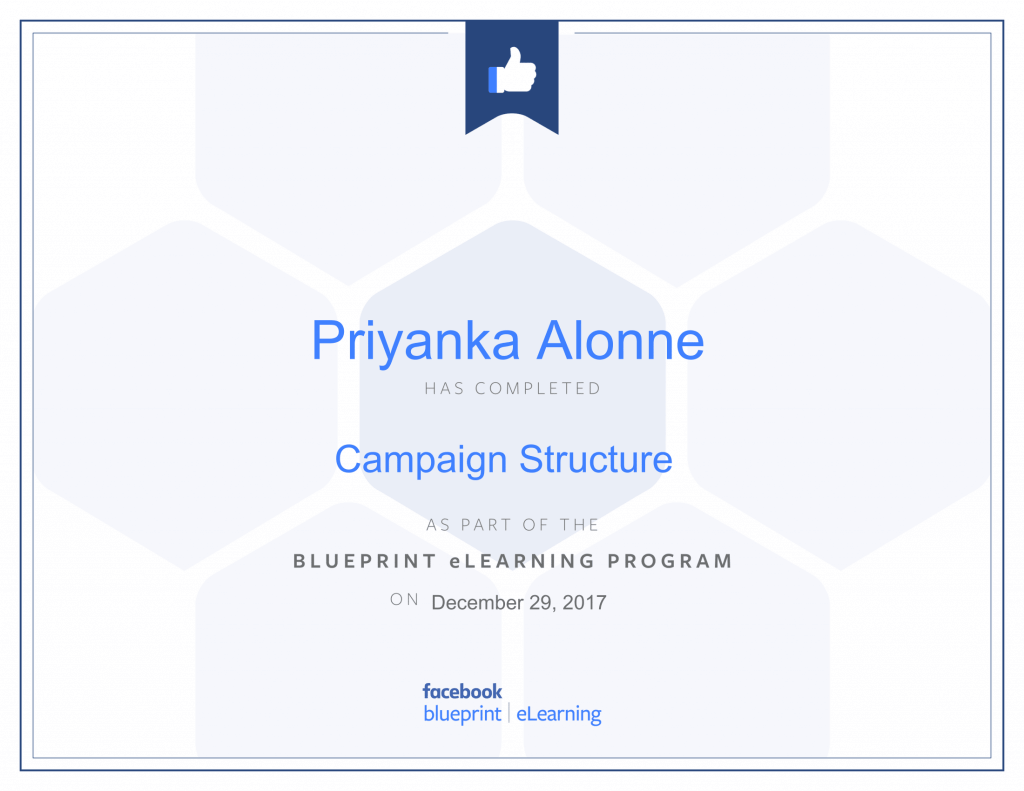 Facebook Blueprint Certification -Campaign Structure by Priyanka Alone at ThinkCode.