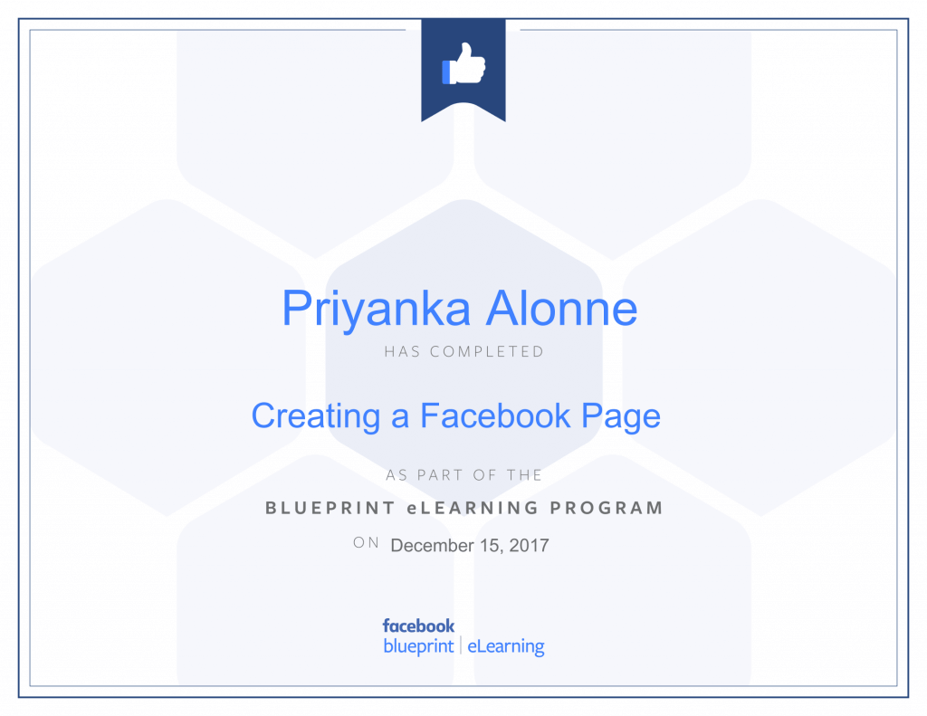 Facebook Blueprint Certification -Creating a Facebook Page by Priyanka Alone at ThinkCode.
