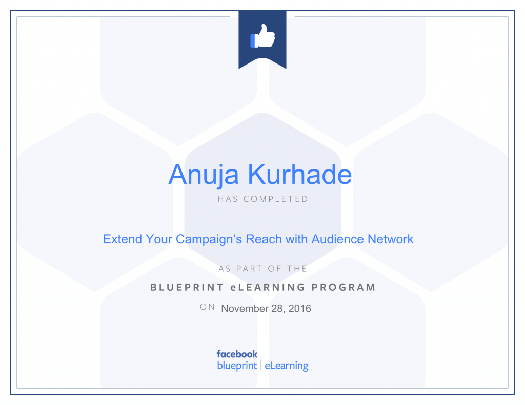 Certified Facebook Advertiser -Anuja Kurhade thinkcode