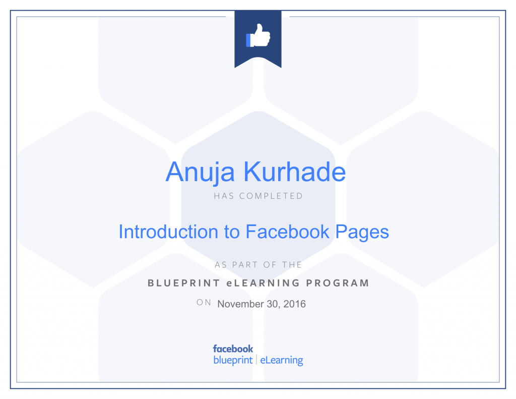 Facebook Blueprint Certifications- thinkcode anuja kurhade