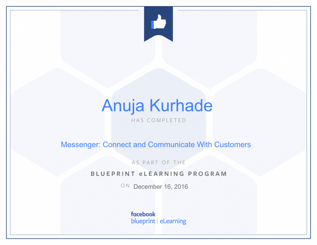 Certified Facebook Advertiser -Anuja Kurhade thinkcode