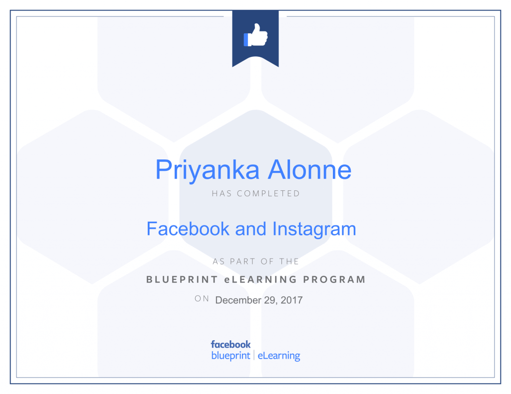 Facebook Blueprint Certification -Facebook and Instagram by Priyanka Alone at ThinkCode.