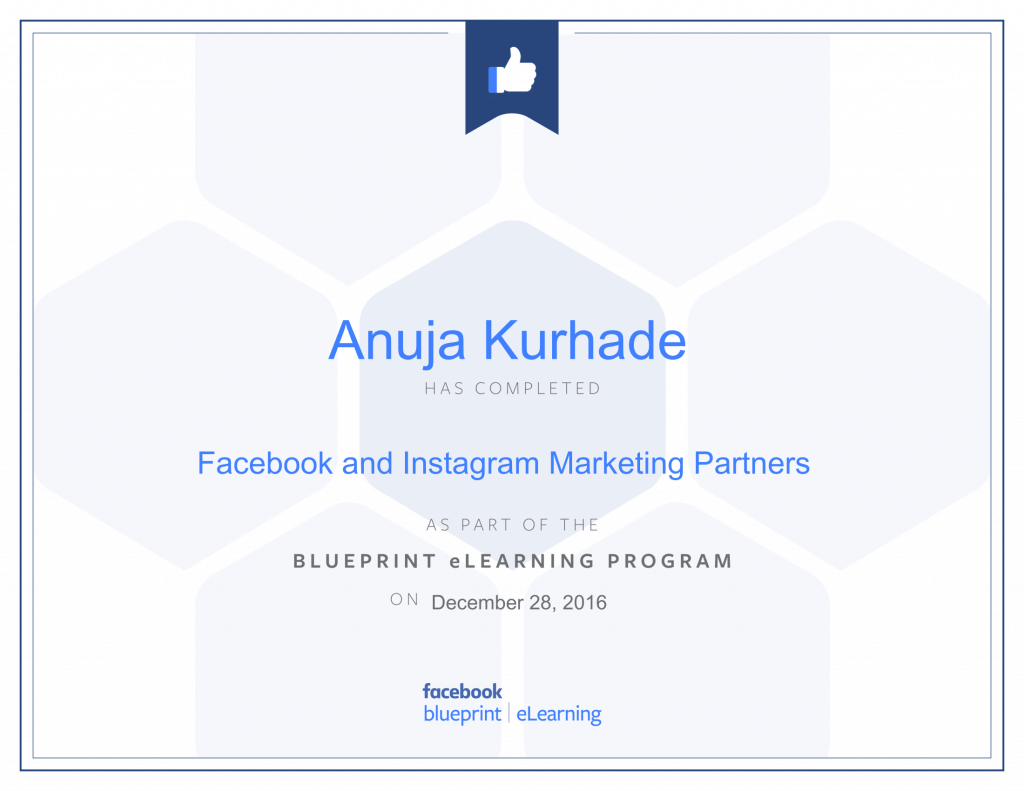 Facebook Blueprint Certificates- Anuja Kurhade thinkcode