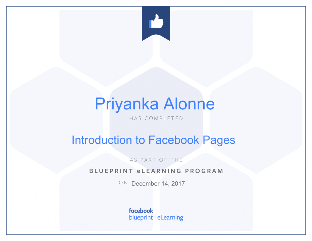 Facebook Blueprint Certification -Introduction to Facebook Pages by Priyanka Alone at ThinkCode.
