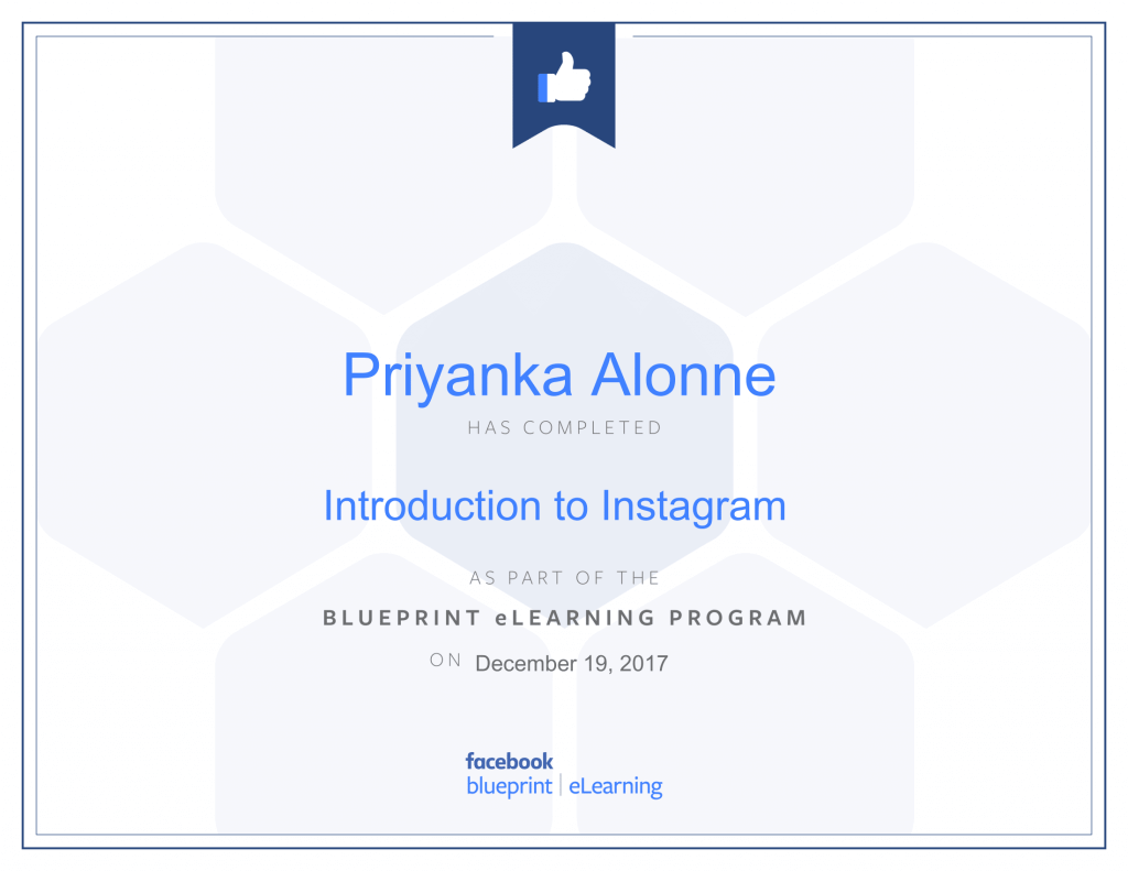 Facebook Blueprint Certification -Introduction to Instagram by Priyanka Alone at ThinkCode.