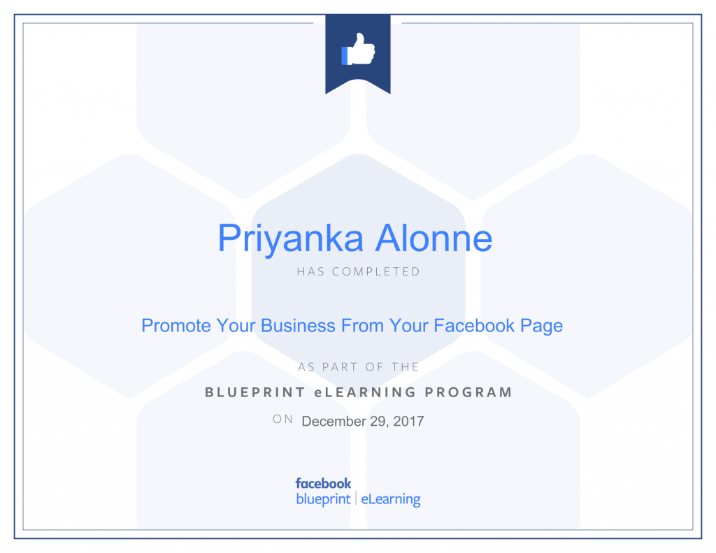 Facebook Blueprint Certification -Promote Your Business From Your Facebook Page by Priyanka Alone at ThinkCode.