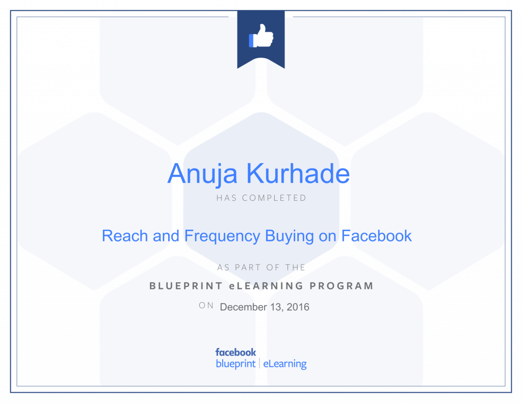 Facebook Certified Advertiser-Anuja Kurhade thinkcode