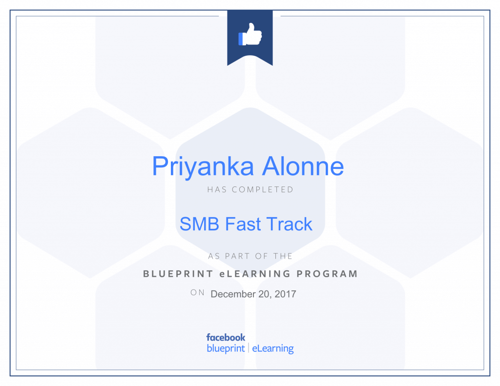 Facebook Blueprint Certification -SMB Fast Track by Priyanka Alone at ThinkCode.